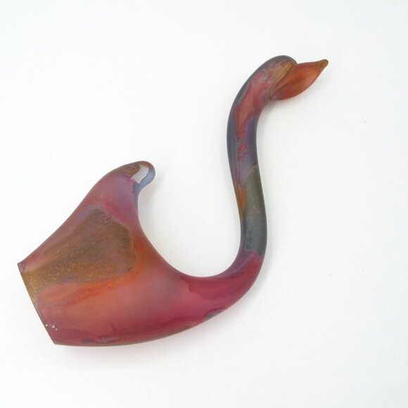 Rueven Nouveau Art Glass Hand Painted Satin Swan Figurine Paperweight - Picture 8 of 12